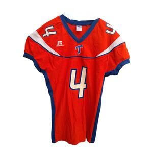 Russell Athletic Football Jersey Number 4 Orange Blue Mens Large